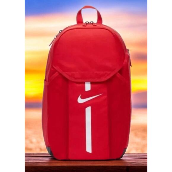 Nike Academy Sports Team Backpack Red Baseball Soccer Football School Bag New - Picture 1 of 14